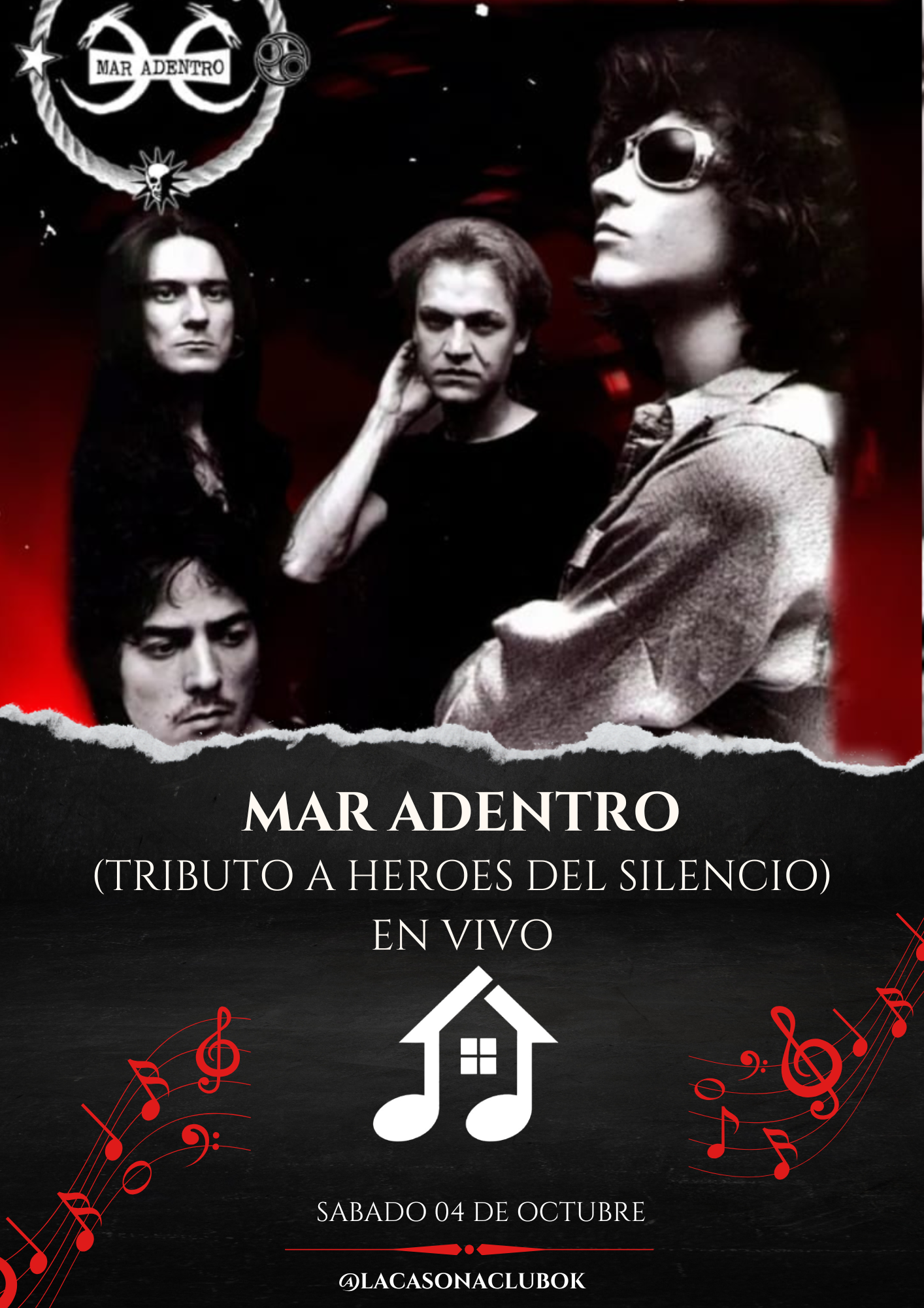MAR ADENTRO | TRIBUTO A HEROES DEL SILENCIO | SABADO 04 DE OCTUBRE